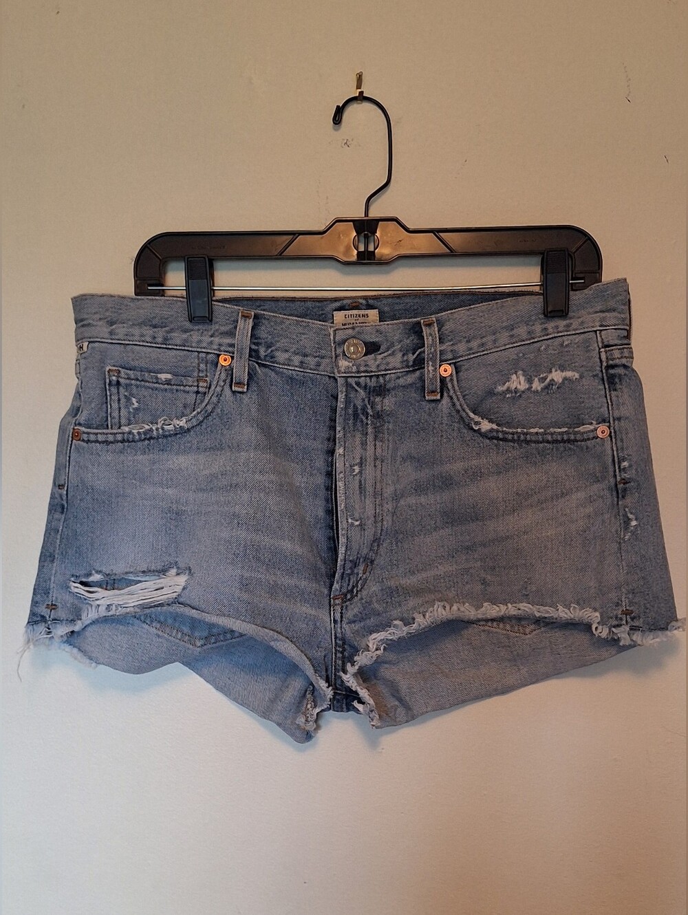 Citizens Of Humanity Light Blue Distressed Denim Shorts
